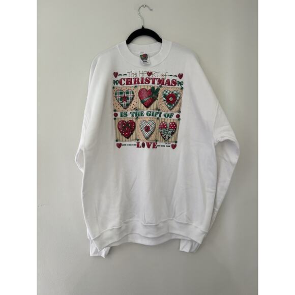Vtg Air Waves The heart of Christmas graphic Sweatshirt white crewneck size Xl - Picture 11 of 11
